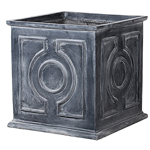 Large Aged Lead Effect Square Planter