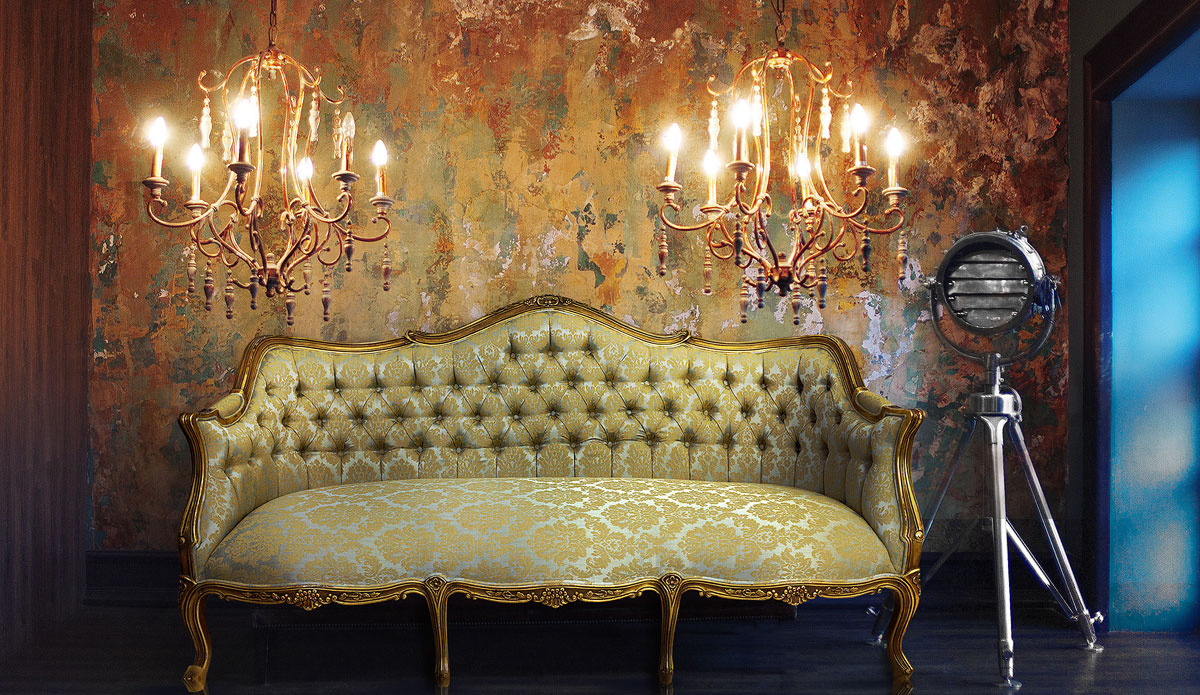 French Style Gold Gilt Patterned Silk Sofa Large